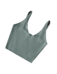 Ribbed Knit Crop Cami Top - Y2k Sleeveless Top for Women Spring & Summer Fashion - Green, M