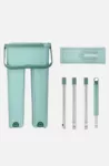 Household Cleaning Mop and Bucket Set - Microfiber Flat Floor Mop Wet and Dry Cleaning - Green, 2 Replacement Pads