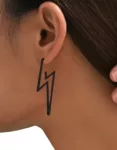 Lightning Shape Dangle Earrings - Minimal Casual Style - Black Women's Jewelry