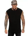 Summerflex Men's Casual Sleeveless Tee - Premium Polyester, Solid Color, Street Style Comfort in Black