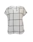 Chic Vista Plaid Ease V-Style Blouse - Women's Casual Shirting for Spring & Summer